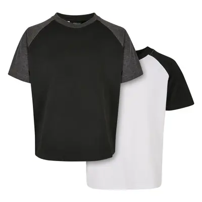 Boys Raglan Contrast Tee 2-Pack bílá/černá+černá/uhlová