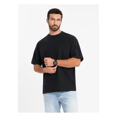 Ombre Men's cotton LOOSE FIT t-shirt with round neckline - black