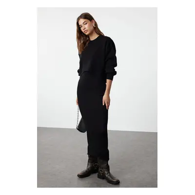 Trendyol Black Midi Knitted Sweater-Dress Set