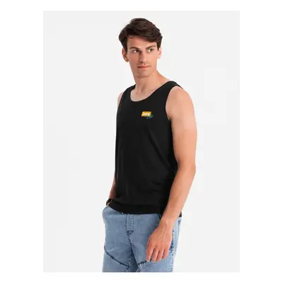 Ombre Men's Summer Vibe printed cotton tank top - black