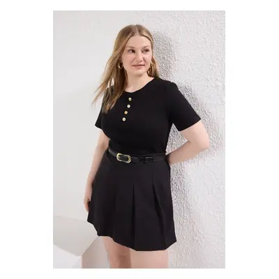 Trendyol Curve Black Camisole Knitted Plus Size Blouse