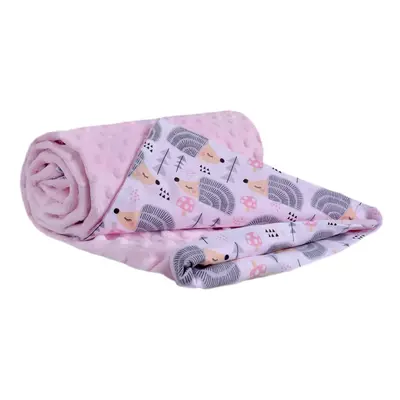 Medi Partners Blanket cotton + minky – gray hedgehogs + light pink minky