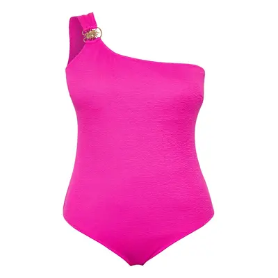 Trendyol Curve Fuchsia Accessory Detail Crepe Texture Fabric Plus Size Swimsuit