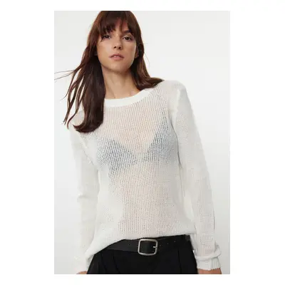 Trendyol Ecru Soft Textured Loose Knit Basic Sweater