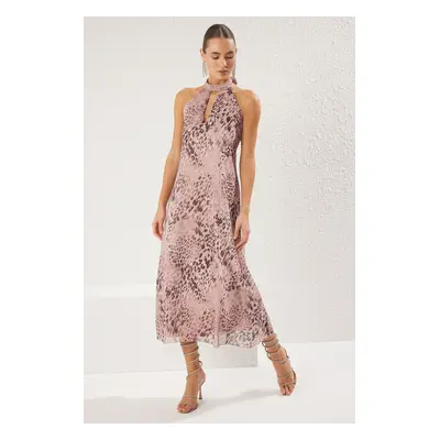 Trendyol Fashionable/Evening Dress with Multicolor Floral Woven Chiffon Midi Lining