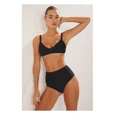 Trendyol Black High Waist Bikini Bottom