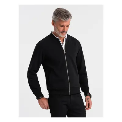 Ombre Cotton unbuttoned men's sweatshirt bomber - black