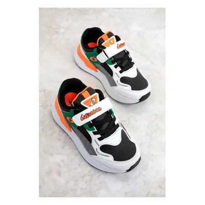 Soho Black-White-Orange Kids Sneakers