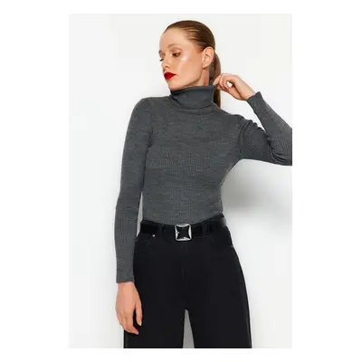 Trendyol Anthracite Couple Basic Turtleneck Knit Sweater