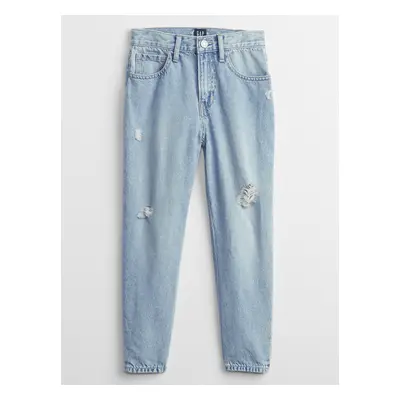 GAP Dětské džíny distressed high-rise mom - Holky