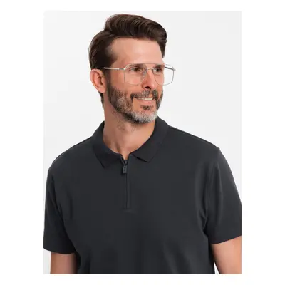 Ombre Men's zippered collar polo shirt - black