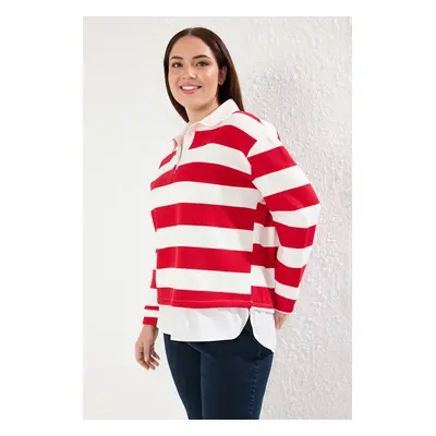 Trendyol Curve Multicolored Striped Shirt-Removable Knitted Sweatshirt