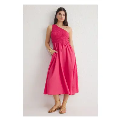 Trendyol Fuchsia Plain Midi Woven Dress