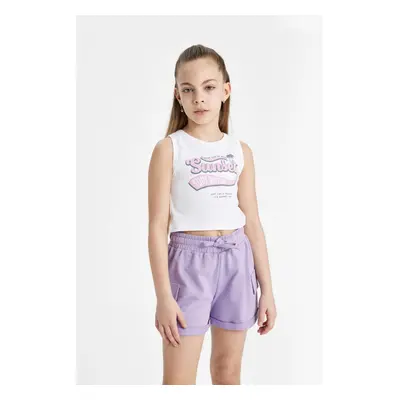 DEFACTO Girl's Crew Neck Printed Undershirt