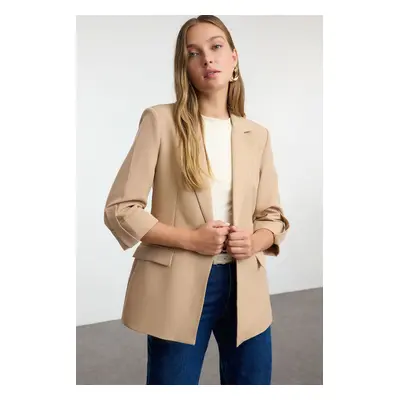 Trendyol Mink Folded Sleeves Epaulette Regular Woven Blazer Jacket