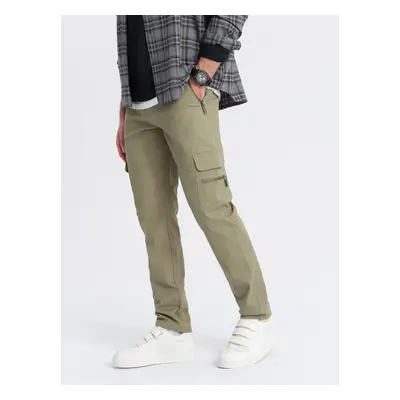 Ombre Men's STRAIGHT LEG cargo pants with zippered pockets - olive