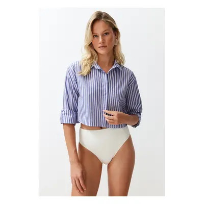 Trendyol Striped Woven Backless Linen Look Shirt