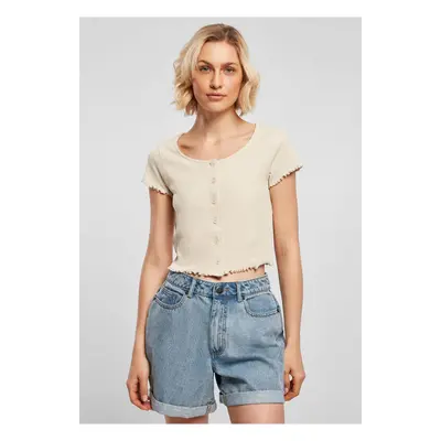 Dámské tričko z měkké mořské trávy Cropped Button Up Rib