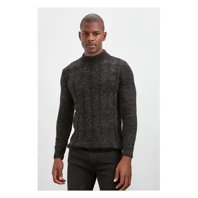 Trendyol Black Slim Fit Half Turtleneck Hair Knit Sweater