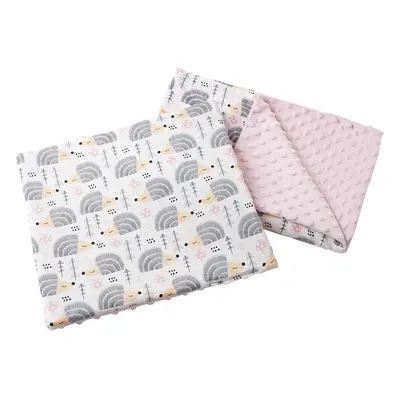 Medi Partners Quilt 55x75 + pillow 35x30 cotton + minky – Gray Hedgehogs + light pink minky