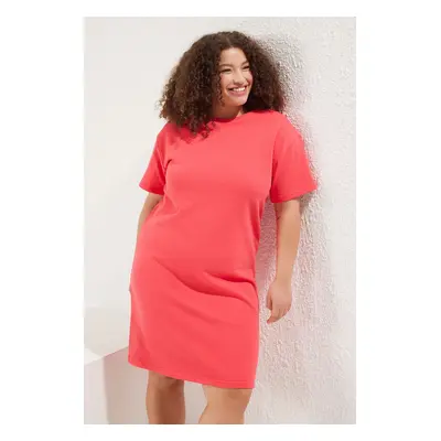 Trendyol Curve Pomegranate Flower Crew Neck Yarn Knitted Plus Size Dress