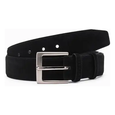 Ombre One-color men's natural suede belt - black