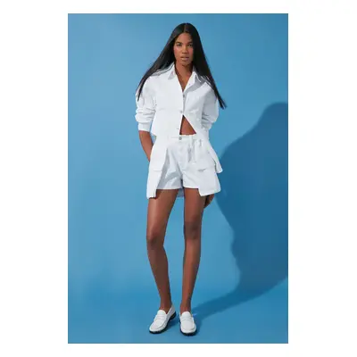 Trendyol White Cargo Pocket Denim Shorts Skirt