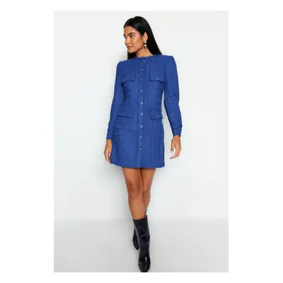 Trendyol Saks Straight Cut Tweed Jacket Woven Dress