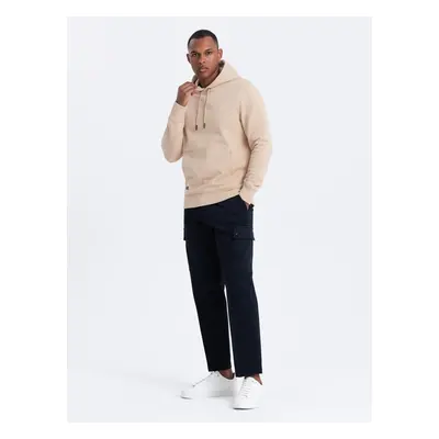 Ombre BASIC men's cotton sweatshirt kangaroo hoodie - beige