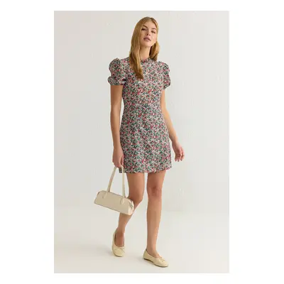 Trendyol Light Red Floral A-Line Mini Woven Dress