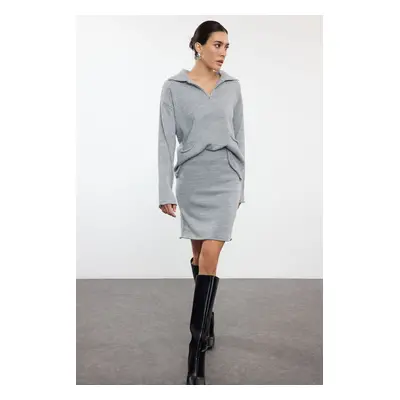 Trendyol Gray Zippered Knitwear Bottom-Top Set