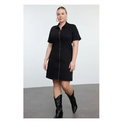 Trendyol Curve Black Comfort Denim Plus Size Dress