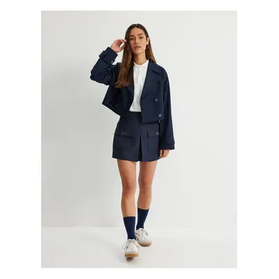 Koton Short Trench Coat Double Breasted Buttoned Pocket