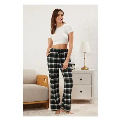 Trendyol Black Plaid Woven Pajama Bottoms