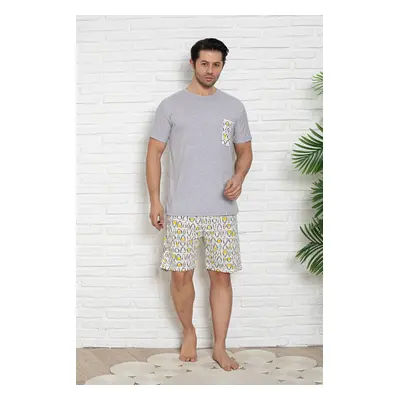 Trendyol Gray Regular Fit Penguin Printed Shorts Knitted Pajama Set