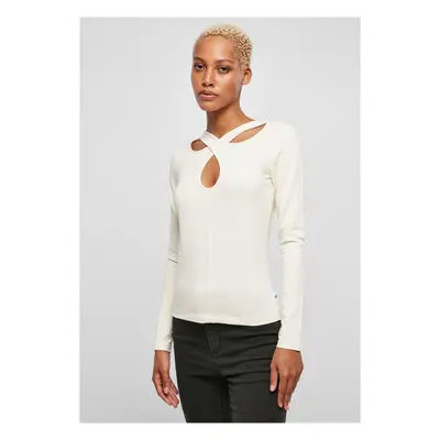 Ladies Crossed Cut Out Longsleeve whitesand