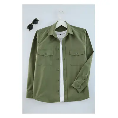 Trendyol Khaki Regular Fit Gabardine Shirt Jacket