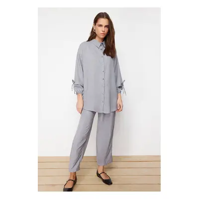 Trendyol Gray Linen Look Woven Two Piece Set