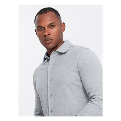 Ombre Men's long sleeve SLIM FIT knit shirt - grey