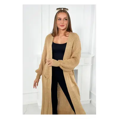 Svetr dlouhý cardigan camel