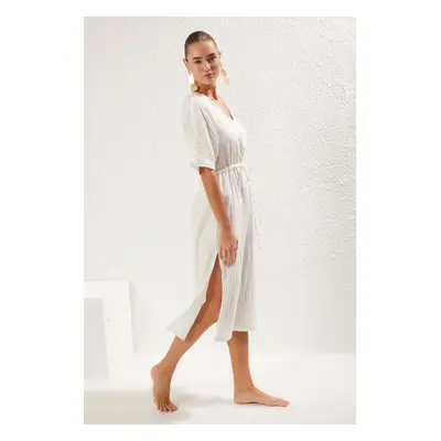 Trendyol White*001 Plain Regular Midi Woven 100% Cotton Dress