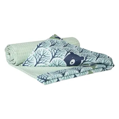 Medi Partners Blanket cotton + cotton Waffle – Forest + mint waffle