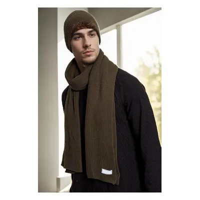 35261 Dewberry Mens Scarf Beret Set-Khaki