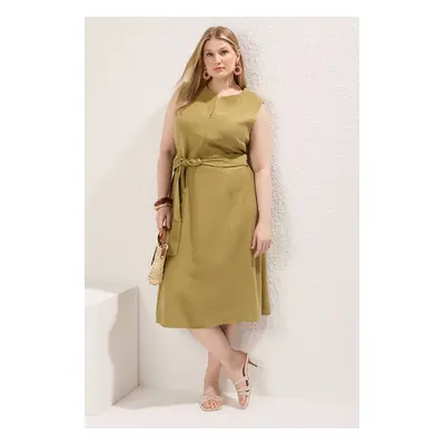 Trendyol Curve Khaki Woven Plus Size Dress