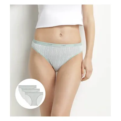 DIM LES POCKETS COTTON SLIP 3x - Women's Cotton Panties pcs - White - Grey - Light Green