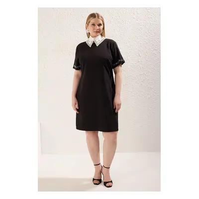 Trendyol Curve Black Finike Woven Plus Size Dress