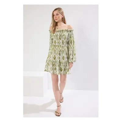 Trendyol Green Floral Mini Woven Dress with Open Waist Skirt