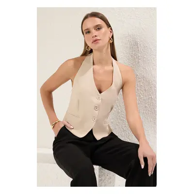 Trendyol Beige Regular Regular Weightlifting Neck Vest Vest