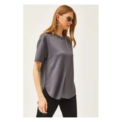 Olalook Women's Smoky Modal Touch Soft Textured Six Oval T-Shirt