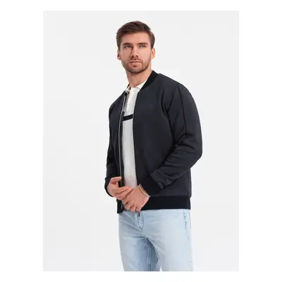 Ombre Men's lightweight bomber jacket with logo lining - navy blue